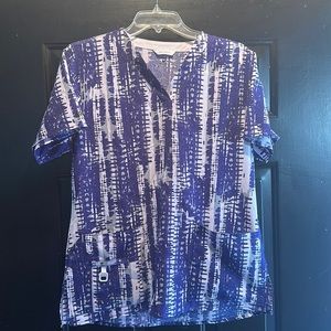 Carharrt V Neck Purple Tie Dye Print Scrub Top Women's Size Medium